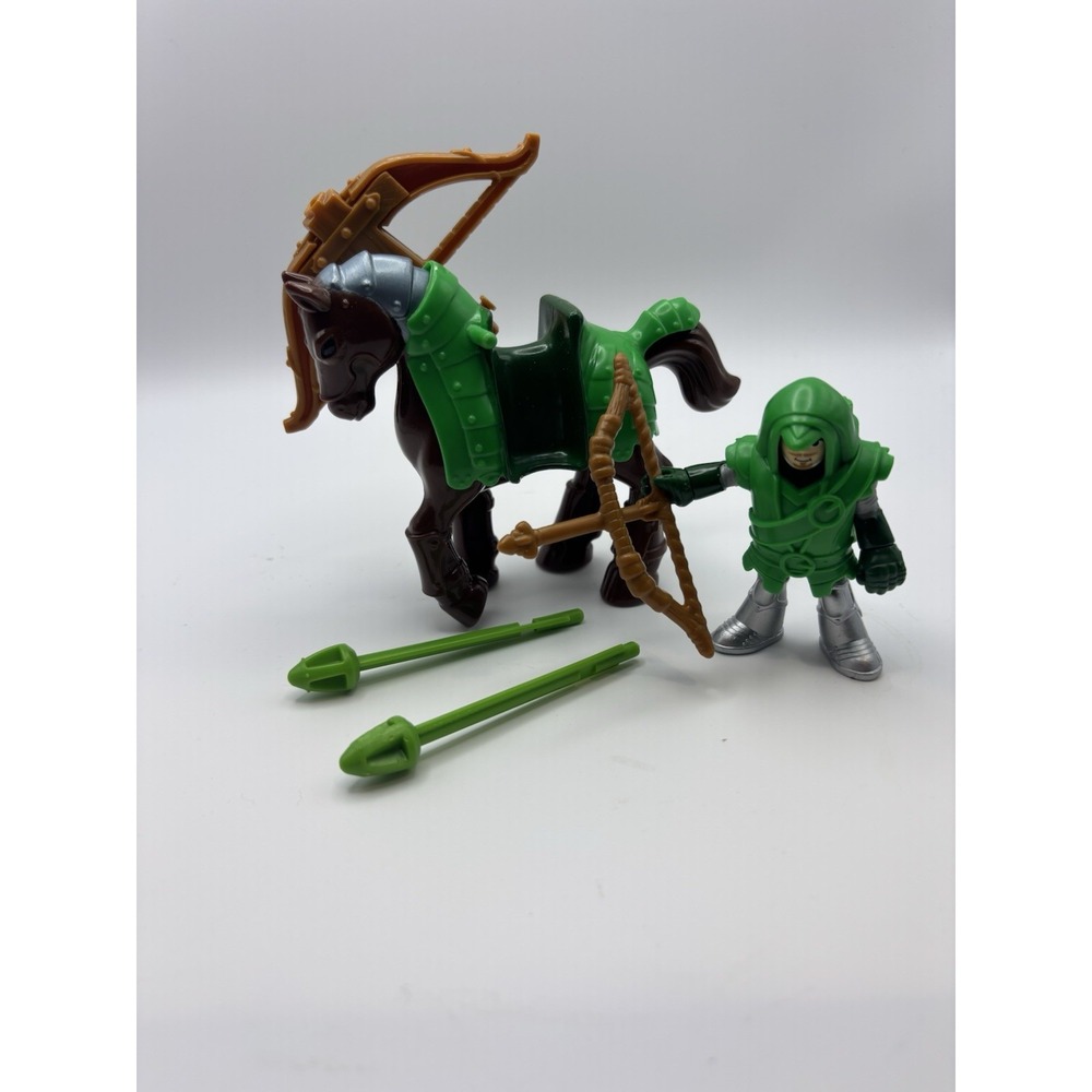 ⭐ Fisher-Price Imaginext Green Archer & Horse Crossbow Figure‎ 100% COMPLETE ⭐